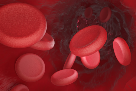 Red blood cells in vein. 3d illustrationの写真素材