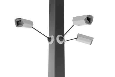 CCTV security camera on white background. 3d illustrationの写真素材