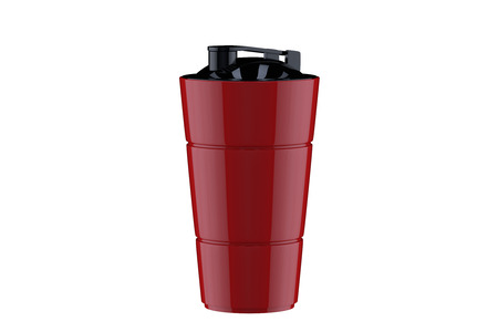 3d rendering of red shaker on white background. Fitness accessories. Kitchenware. Healthy eatingの写真素材
