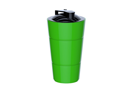 3d rendering of green shaker on white background. Fitness accessories. Kitchenware. Healthy eatingの写真素材