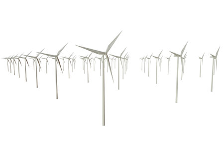 Wind Turbines isolated on white background. 3D illustration