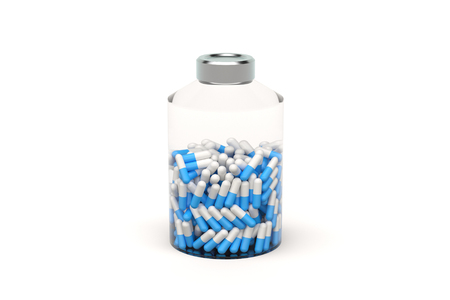 Jar with medicinal capsules. 3D renderingの写真素材