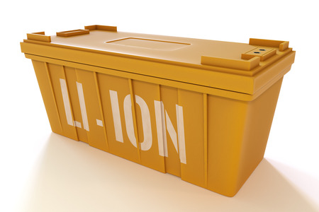 Rechargeable Li-ion battery isolated on white background. 3d illustrationの写真素材