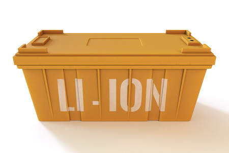 Rechargeable Li-ion battery isolated on white background. 3d illustrationの写真素材