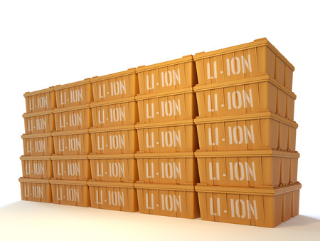 Rechargeable Li-ion battery isolated on white background. 3d illustrationの写真素材