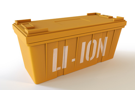 Rechargeable Li-ion battery isolated on white background. 3d illustrationの写真素材