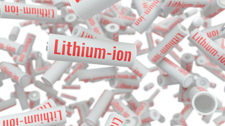 Rechargeable Li-ion battery isolated on white background. 3d illustrationの写真素材