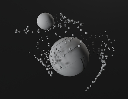 Abstract spheres on black background. 3d illustrationの写真素材