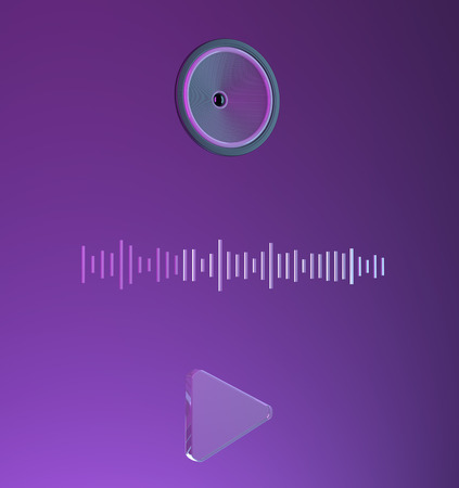 Speaker on purple background. 3d illustrationの写真素材