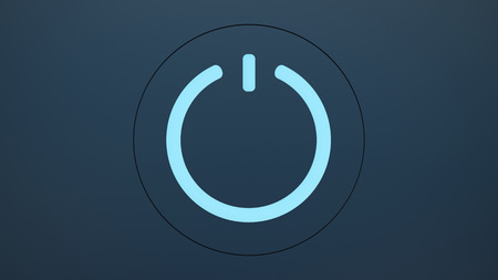 Power button with blue light. 3d illustrationの写真素材