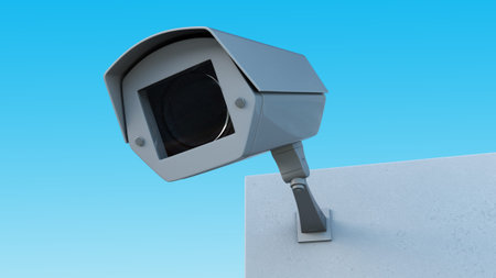 CCTV security camera on the wall. 3d illustrationの写真素材