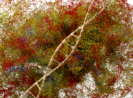 Damaged ribonucleic acid or dna strand. 3d illustrationの写真素材