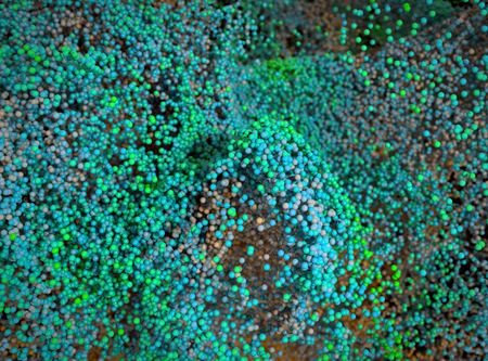 Random sphere like element with organic material of surface. Microbe colony concept. 3d illustration.の写真素材