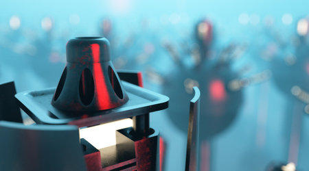 Abstraction with bulbs and spheres. Concept. 3d illustration.