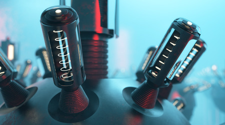 Abstraction with bulbs and spheres. Concept. 3d illustration.の写真素材