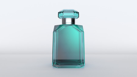women's perfume in beautiful bottle on white background. 3d illustrationの写真素材