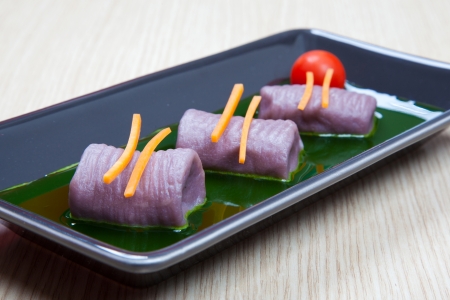 Potato dumplings with red wineの写真素材