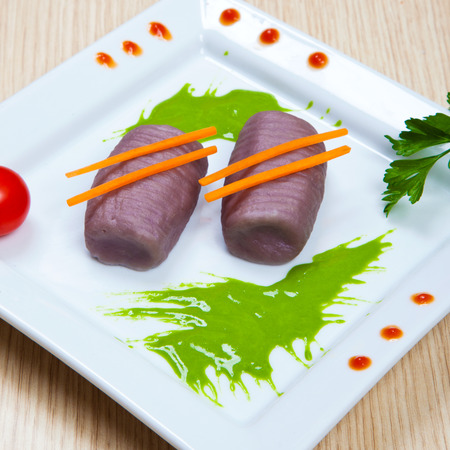 Potato dumplings with red wineの写真素材