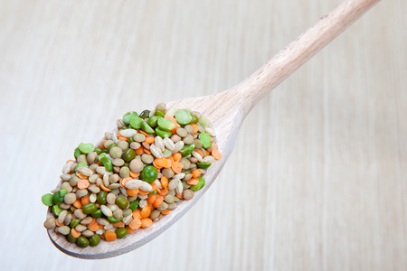 Legumes on a spoonの写真素材