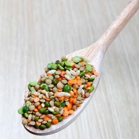 Legumes on a spoonの写真素材