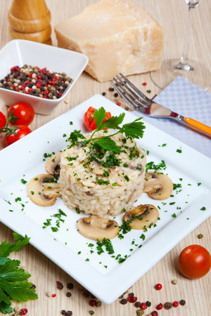 Rice with mushroomの写真素材