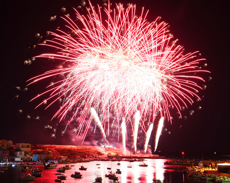 fireworks in port Lampedusaの写真素材