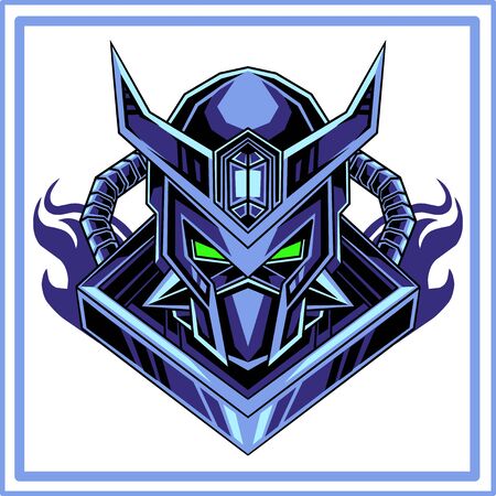 Blue robot mascot logo illustrationのイラスト素材