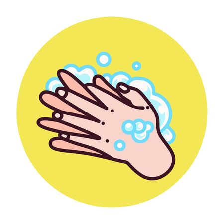 Illustration of someone washing their hands with liquid soapのイラスト素材