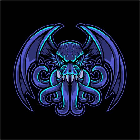 Cthulhu esport mascot logo designのイラスト素材