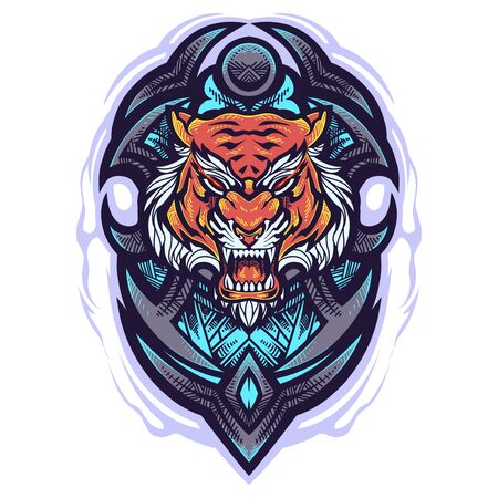 Tiger head mascot logo designのイラスト素材