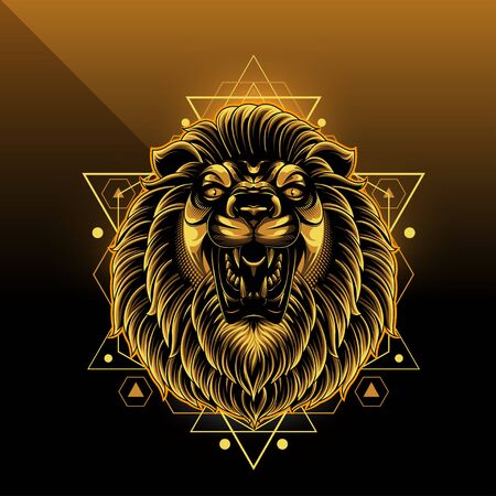 Lion head esport mascot logo designのイラスト素材