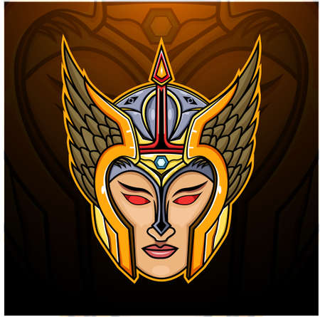 Tiki mask esport mascot logo with leavesのイラスト素材