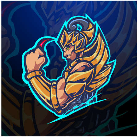 Gatotkaca esport mascot logo designのイラスト素材
