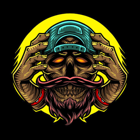 Skull head mascot logo designのイラスト素材