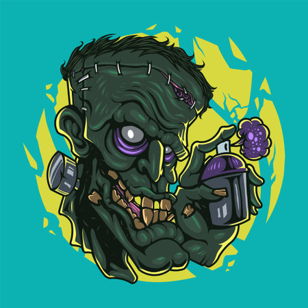 Zombie head mascot logo designのイラスト素材