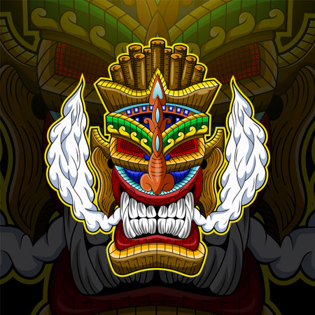 Tiki mask esport mascot logoのイラスト素材