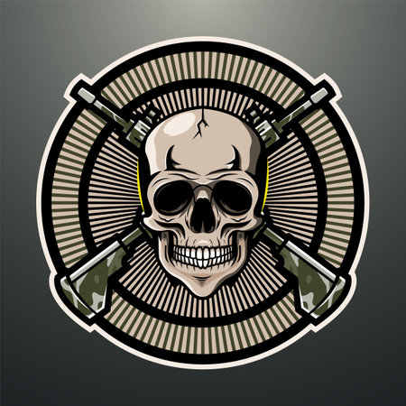 Skull gunner mascot logo designのイラスト素材