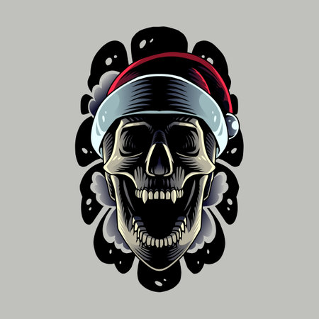 Skull head mascot logo designのイラスト素材