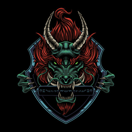 Dragon head mascot logo designのイラスト素材