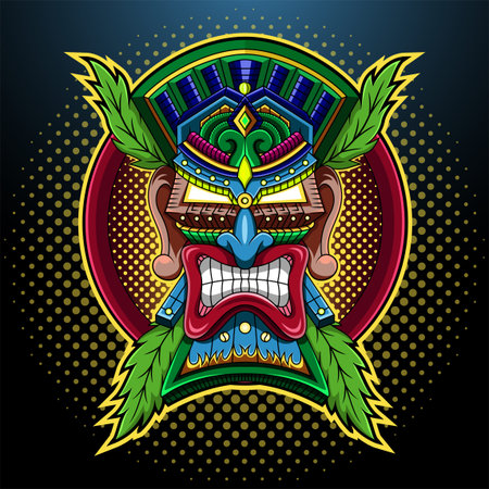 Tiki mask esport mascotのイラスト素材