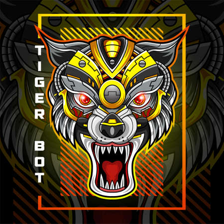 Tiger head robot esport mascot designのイラスト素材