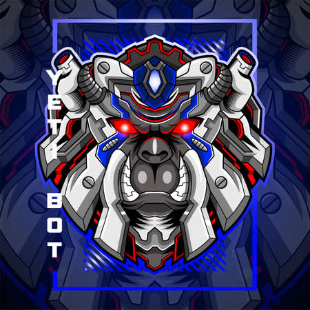 Yeti head robot esport mascot designのイラスト素材