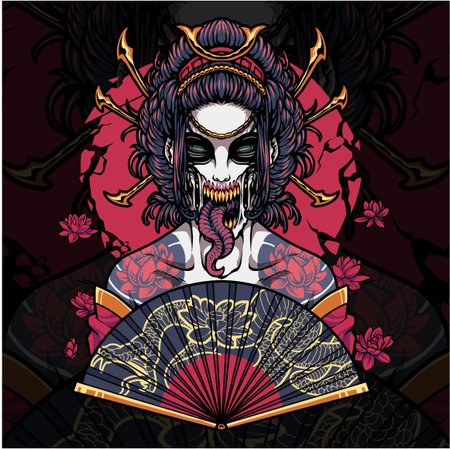 Geisha head mascot designのイラスト素材