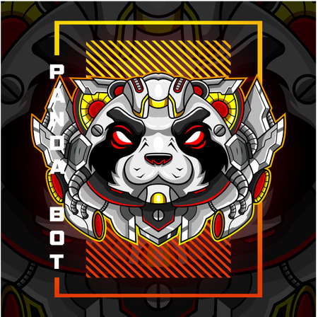 Panda head robot esport mascotのイラスト素材
