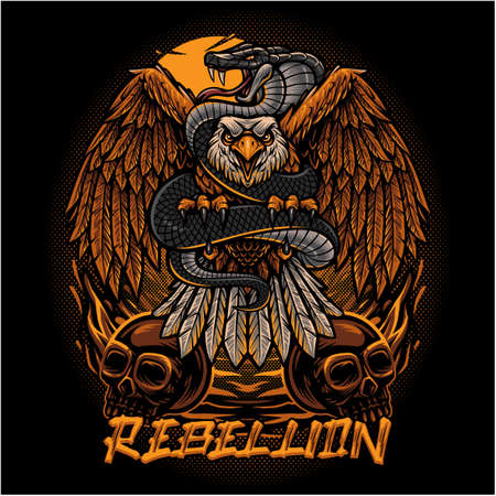 Eagle mascot with snakeのイラスト素材