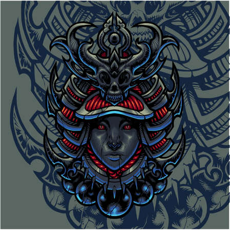 Onna bugeisha mascot designのイラスト素材