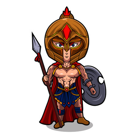 Spartan chibi mascot logo designのイラスト素材