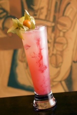 Salty dog grenadine cocktail with fruitsの写真素材