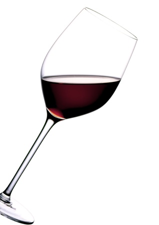 glass of red wine with white backgroundの写真素材