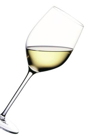 glass of white wine with white backgroundの写真素材